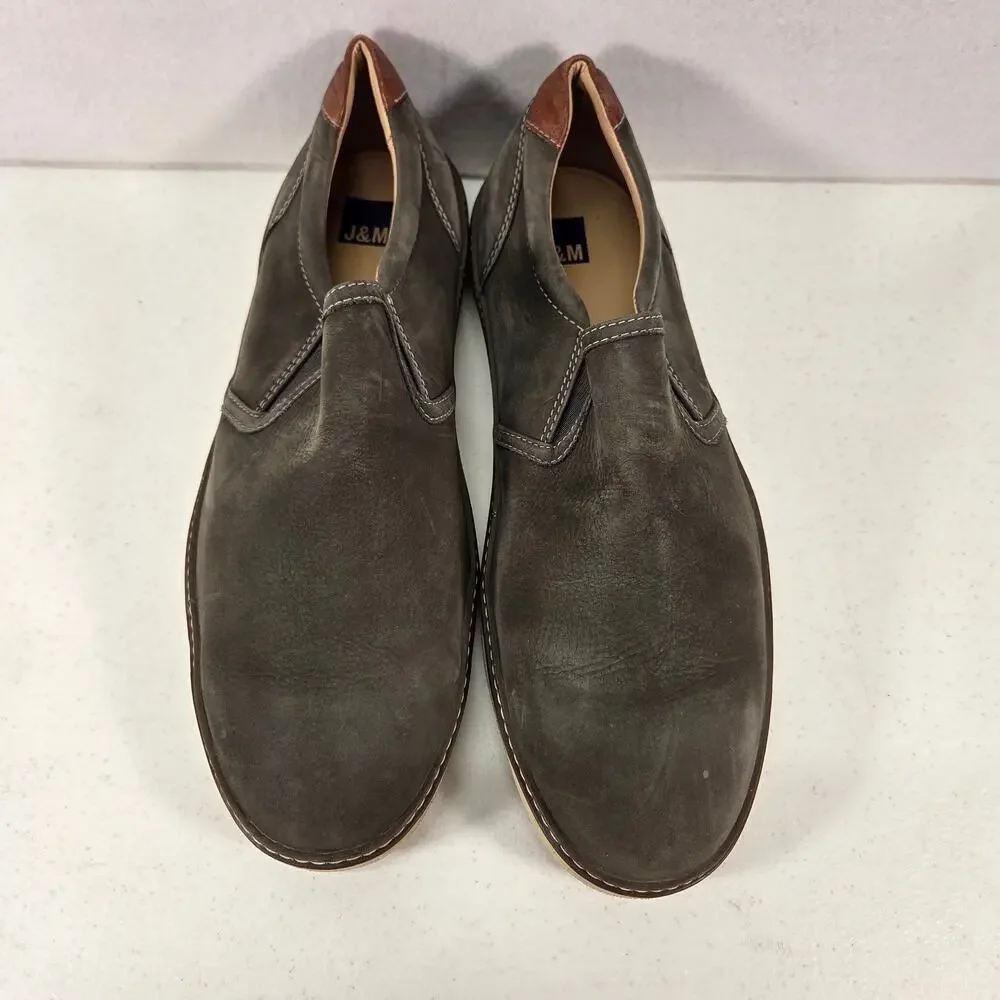 J&M Brown Leather Slip On Loafers Casual Comfort Shoes Mens 11M NWOT